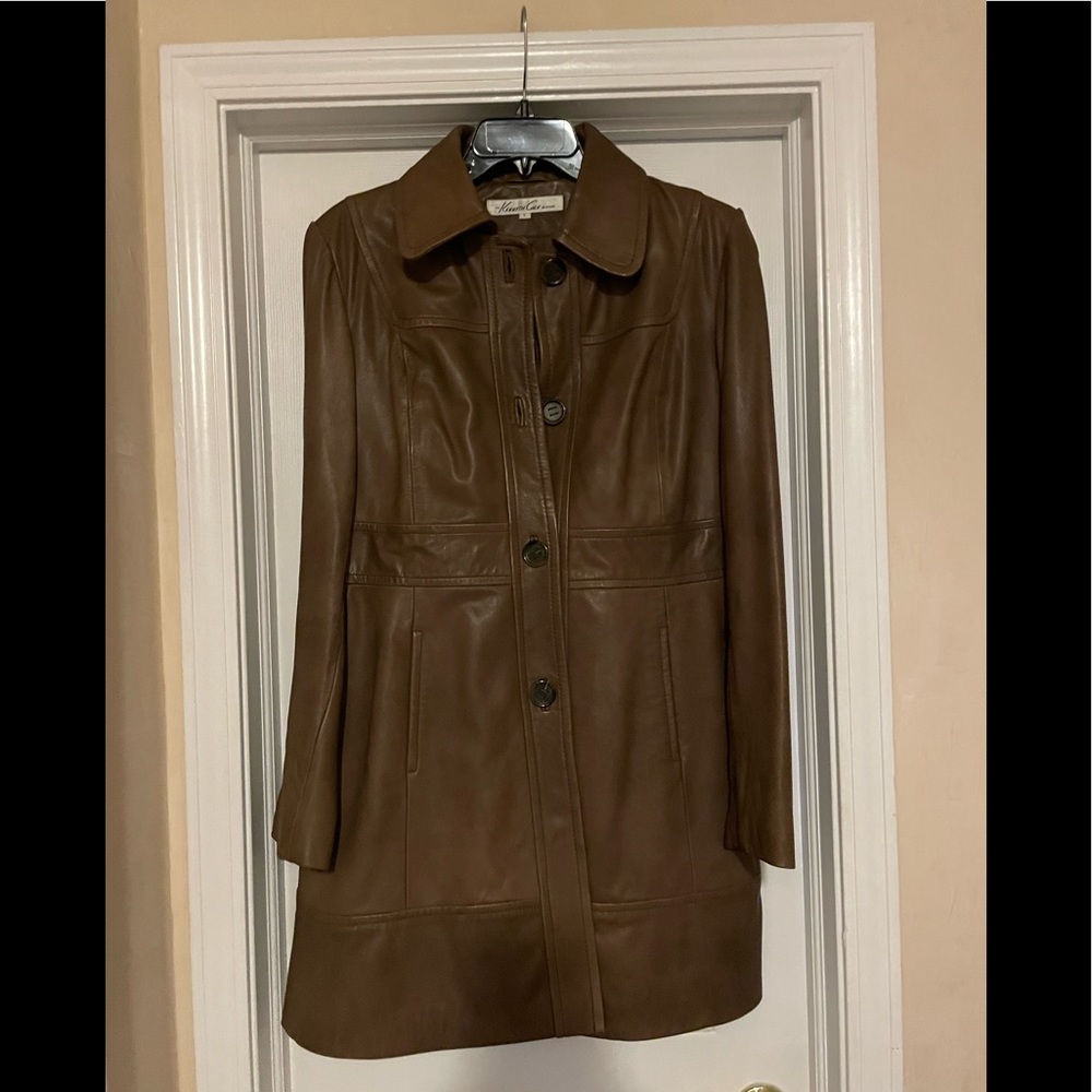 Kenneth Cole Long Leather Coat